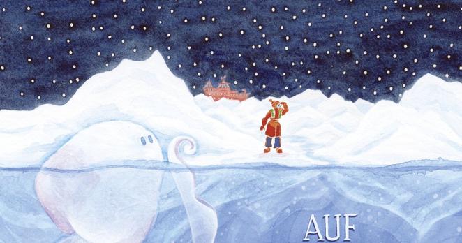 Mindestens vier Fünftel des Titelbildes sind dunkelblaues Wasser, in das die Riesenqualle tief hineinragt und auf dessen Blau sich das Weiß der Titelschrift gut abhebt. Das obere Fünftel zeigt Eislandschaft und Schnee, vorn Dr. Morley und die Qualle, weit im Hintergrund das Forschungsschiff.
