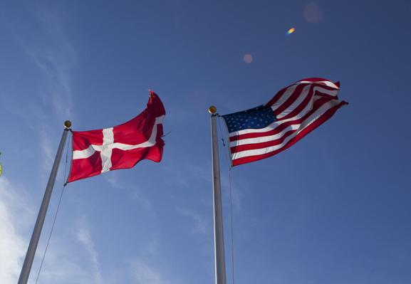 Flags wave in the wind