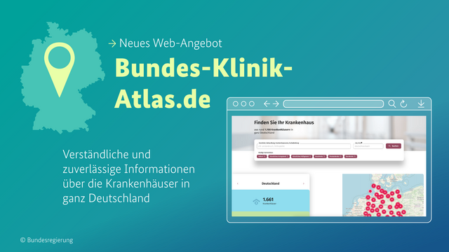 Neues Web-Angebot Bundes-Klinik-Atlas.de
Verständliche und zuverlässige Informationen über die Krankenhäuser in ganz Deutschland 